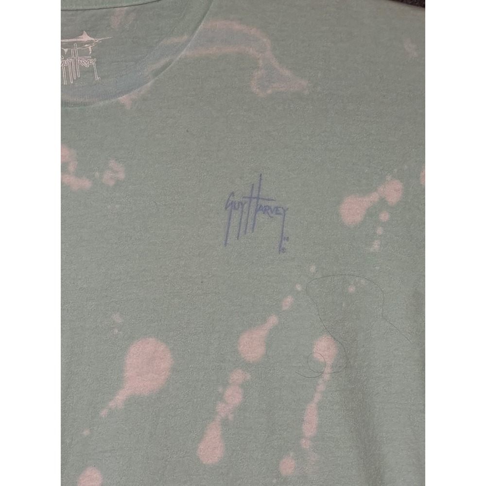 Guy Harvey Mens 2XL T Shirt Aqua Bleach Wash Graphic Marlin - Picture 2 of 7
